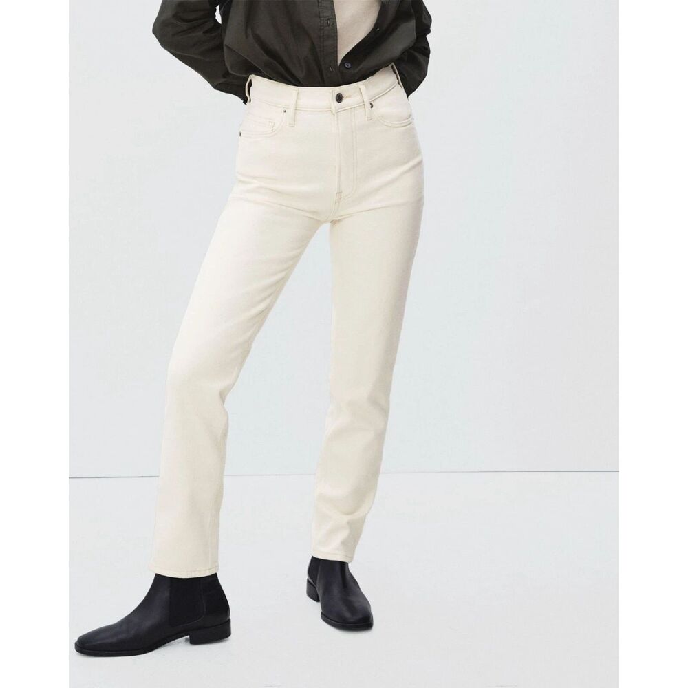 Everlane the cheeky Jean cropped in bone / White sz 26